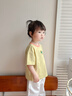 嘟嘟家兒童T恤彩色夏款男童短袖卡通洋氣夏裝女童圓領(lǐng)上衣撞色童裝時(shí)髦 日光黃 90 曬單實(shí)拍圖