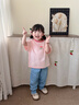 嘟嘟家兒童T恤彩色夏款男童短袖卡通洋氣夏裝女童圓領(lǐng)上衣撞色童裝時(shí)髦 淺粉色 100 曬單實(shí)拍圖