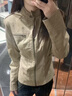 AAISUP美式立領(lǐng)做舊正肩外套女2026年新款春秋設計感休閑百搭夾克上衣潮 卡其色 L 曬單實(shí)拍圖