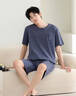 恒源祥純棉男士睡衣男生春夏季薄款短袖短褲大碼可外穿全棉家居服套裝 75525 【7A級抗菌防螨】 XL 【建議130-160斤】 曬單實(shí)拍圖