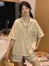 阿寶莉2026年新款夏季天格子短袖睡衣女士短褲大碼家居服薄款套裝可外穿 91248女【不帶胸墊】 L 建議體重100-120斤 曬單實(shí)拍圖