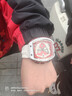 馬克華菲（MARK FAIRWHALE）王思聰近款手表男士鏤空酒桶型全自動(dòng)防水潮流男表石英非機械腕表 紅殼紅面膠帶 曬單實(shí)拍圖