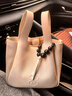 觀(guān)意【瞿穎同款】茶事包女新中式拎包輕奢高級感通勤單肩斜挎手提包 凝脂白+黑檀木珠掛飾 曬單實(shí)拍圖