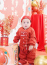 G.duck小黃鴨嬰兒套裝秋冬季男寶寶抓周衣服中國風(fēng)周歲新年喜慶拜年禮服 紅色兩件套春秋款 90 尺碼1~2歲【 80-90cm】 曬單實(shí)拍圖