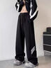 衣然呈品美式休閑褲女士春夏2026新款酷颯寬松直筒闊腿工裝顯瘦學(xué)生褲子女 黑色 L 【建議100-120斤】 曬單實(shí)拍圖