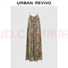 UR2026春季新款女裝休閑復古印花吊帶超寬松連衣裙UWH760003+ 深棕綠印花 (偏寬松) L 曬單實(shí)拍圖