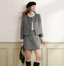 香影小香風(fēng)灰色毛呢外套女套裝2025冬季新款miu系穿搭短裙兩件套 淺灰 S 曬單實(shí)拍圖