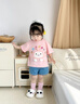 班喜迪女童短袖t恤夏季2026新款公主女寶寶洋氣衣服夏裝兒童上衣打底衫 粉色 90 曬單實(shí)拍圖