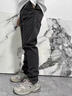 真維斯戶(hù)外運動(dòng)牛仔褲男士春秋微喇美式高街時(shí)尚松緊腰直筒長(cháng)褲 磨白黑 XL 曬單實(shí)拍圖