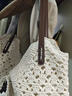 ins森系文藝手工鉤花編織包棉線(xiàn)包托特包腋下單肩包度假沙灘包 米白色 曬單實(shí)拍圖