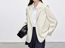 尚都比拉氣質(zhì)通勤西裝女秋季免打理寬松小西服高智感休閑外套 米杏色 M 曬單實(shí)拍圖
