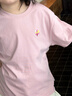嘟嘟家【100%棉】?jì)和兠薅绦銽恤夏款男童上衣夏季女童白T卡通印花童裝 山茱萸粉 130 曬單實(shí)拍圖