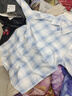 芙倍可套裝女學(xué)生韓版寬松格子長(cháng)袖外穿襯衫防曬+闊腿牛仔褲一整套 天藍色襯衫+白色背心 M 建議90-105斤 曬單實(shí)拍圖