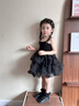 班喜迪女童夏裝連衣裙洋氣兒童公主裙子周歲寶寶禮服夏季小童吊帶蓬蓬裙 黑色 90 曬單實(shí)拍圖