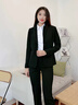晨芙職業(yè)西裝外套女商務(wù)面試正裝白領(lǐng)銷(xiāo)售西服套裝經(jīng)理酒店前臺工作服 黑色西裝+20632白襯衫+西褲 M 建議90-100斤 曬單實(shí)拍圖