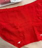 都市麗人本命年馬年純棉蕾絲女士紅內褲大碼10A抑菌喜慶結婚短褲衩三角褲 曬單實(shí)拍圖