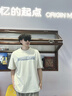 BJHG不計后果字母涂鴉短袖t恤男款夏季潮美式休閑復古環(huán)保麂皮絨半袖 沙棕色 L 曬單實(shí)拍圖