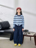 moonkids童裝女童超好看褲子套裝2026春裝兒童毛衣牛仔褲洋氣韓版兩件套 10383藍色條紋針織衫 140 cm 曬單實(shí)拍圖