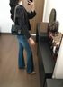 黛姿茹微喇牛仔褲女春季2026新款高腰顯瘦修身彈力直筒百搭女士喇叭褲子 復古藍【長(cháng)褲】 M (27) 推薦95-105斤 曬單實(shí)拍圖