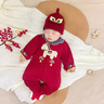 G.duck小黃鴨嬰兒衣服春秋季滿(mǎn)月百天男寶寶周歲禮服國風(fēng)小馬連體衣爬服 紅色 80cm 80尺碼建議6-9個(gè)月14-20斤cm 曬單實(shí)拍圖