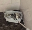 免手洗旋轉拖把桶干濕兩用家用懶人拖地神器一拖凈加厚甩干桶套裝 灰白色加厚桶+鋼籃+拖把+2塊布 曬單實(shí)拍圖
