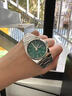 POEDAGAR瑞士名牌女士手表輕奢韓版防水雙日歷夜光簡(jiǎn)約潮流手表女士石英表 786銀殼綠面鋼帶款 35mm 曬單實(shí)拍圖
