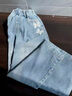 G.duck小黃鴨童裝女童褲子春秋季2026新款蝴蝶燙鉆牛仔褲兒童百搭闊腿褲 牛仔藍 120 建議5~6歲（110-120cm） 曬單實(shí)拍圖