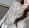 鷺青一原創(chuàng  )【知夢(mèng)】小香外套女設計感春秋國風(fēng)提花新中式短款上衣 米灰色 M 曬單實(shí)拍圖