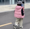 兒童棉馬甲男女童保暖連帽中大童加厚背心寶寶外穿套校服坎肩百搭 粉色 160 曬單實(shí)拍圖
