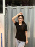 奧特萊斯（OTLESS）圓領(lǐng)短袖t恤女夏季新款寬松低領(lǐng)體恤大碼薄款黑色冰絲莫代爾上衣 黑色 S 【推薦95斤以下】 曬單實(shí)拍圖