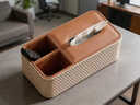 高級感多功能棕色紙巾盒客廳茶幾輕奢編織紋餐巾遙控器收納盒新款 月銷(xiāo)量突破4000+簡(jiǎn)潔又百搭 28*14*10cm 米白色 1個(gè) 曬單實(shí)拍圖