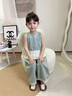G.duck小黃鴨童裝女童夏季牛仔套裝2026新款寶寶夏裝衣服花邊背心闊腿褲 淺藍色 90 cm 曬單實(shí)拍圖