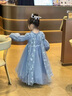 G.duck童裝艾莎公主裙女童連衣裙春秋新款兒童裙子小女孩愛(ài)莎生日禮服裙 藍色公主裙帶披風(fēng) 120 曬單實(shí)拍圖