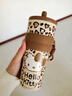 名創(chuàng  )優(yōu)品（MINISO）三麗鷗潮萌系列心悅吸管保溫杯 棕色豹紋KT 曬單實(shí)拍圖