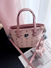 MCM&GN香港真皮小托特包女式2025新款夏季手提菜籃子包感單肩斜挎包 粉色 曬單實(shí)拍圖