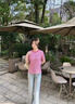 Teenie Weenie小熊女裝T恤26夏季新款撞色長(cháng)絨棉彩條短袖T 粉色 S 曬單實(shí)拍圖