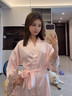 法奈蜜真絲睡袍女睡衣性感春夏吊帶睡裙兩件套100%桑蠶絲新娘晨袍浴袍 櫻花粉 M 曬單實(shí)拍圖