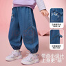 ASK JUNIOR兒童褲子冬季小童加絨保暖牛仔褲女童可愛(ài)貓咪立體造型長(cháng)褲 藍色 曬單實(shí)拍圖