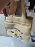 鵬境帆布手提包外出簡(jiǎn)約小巧飯袋包立體手拎包通勤加厚上班便當寶媽 搞怪小熊小方包【卡其色】 曬單實(shí)拍圖