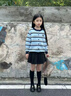 moonkids童裝女童春款毛衣開(kāi)衫韓版2026新款兒童miu系條紋針織衫休閑上衣 10383藍色條紋針織衫 140 cm 曬單實(shí)拍圖