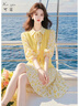 可茵（Keyin）連衣裙女裝套裝2026年春秋穿搭一整套絕美小個(gè)子黃色馬甲碎花裙子 馬甲+連衣裙 M 曬單實(shí)拍圖