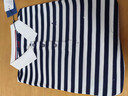 Navigare【100%棉】意大利小帆船條紋POLO衫女上衣夏季休閑純棉短袖女 漂白/藍 M 碼 曬單實(shí)拍圖