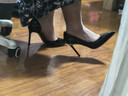 LZJV水鉆紅底高跟鞋女細跟秋冬2026新款絕美性感婚鞋黑色漆皮尖頭單鞋 黑色（跟高7） 36 曬單實(shí)拍圖
