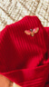 金菊【100%綿羊毛】2026秋冬新款翻領(lǐng)彩扣繡花時(shí)尚毛衣女羊毛衫媽媽裝 拉菲紅 XL 曬單實(shí)拍圖