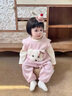 G.duck童裝嬰兒衣服春秋季新生兒連體衣女寶寶外出服春裝爬服嬰幼兒套裝 粉色 100cm 曬單實(shí)拍圖