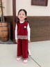 G.duck小黃鴨女童套裝春秋新款兒童衣服女孩春裝時(shí)髦寶寶馬甲褲子三件套 酒紅色 90 尺碼1~2歲【 80-90cm】 曬單實(shí)拍圖