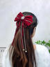 兩世歡氛圍感超大號蝴蝶結飄帶發(fā)夾女流蘇紅絲絨新娘結婚敬酒服發(fā)飾高級 酒紅色 蝴蝶結發(fā)飾 曬單實(shí)拍圖