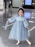 G.duck童裝女童連衣裙春秋季新款艾莎公主裙兒童裙子女孩洋氣網(wǎng)紗蓬蓬裙 藍色 120 曬單實(shí)拍圖