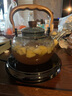 全度輕奢耐熱玻璃提梁壺大容量煮茶燒水壺電陶爐蒸煮一體茶壺茶具 木影茶壺+鼓韻電陶爐（黑色） 曬單實(shí)拍圖