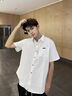 花花公子（PLAYBOY）白色棉短袖襯衫男夏季新款男士純棉半袖襯衣男生休閑純色上衣服 白色 XL 【建議130-145斤】 曬單實(shí)拍圖